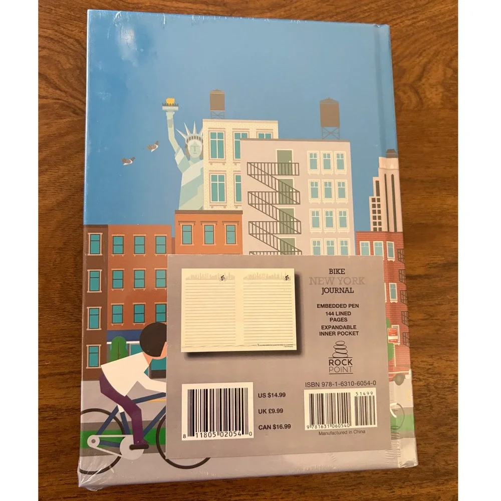 Bike New York Journal with Pen Lined Pages‎ Expandable Inner Pocket City NY